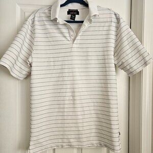 White Striped Men's WeirGolf Short Sleeve Polo with buttons size‎ S